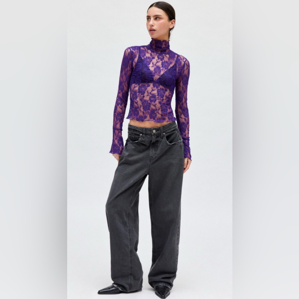 Urban Outfitters Purple Lace Long Sleeve Blouse